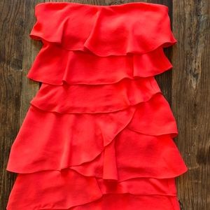 BCBG Bright Coral Cocktail Strapless Dress